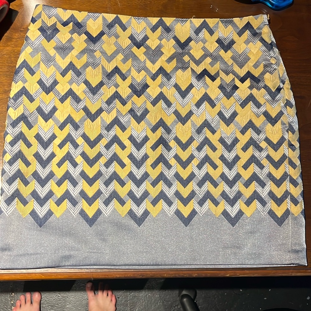 Max Studio Specialty Products Blue and Yellow Geometric Skirt with Lining Sz 12